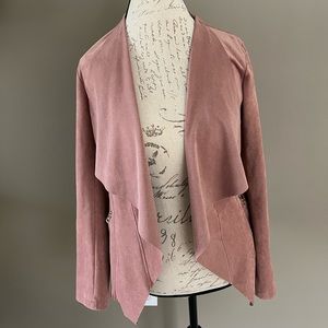 Adrienne Vittadini faux suede open front cardigan size S